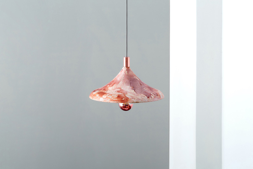 used coffee grounds color the 'COFFIRE' porcelain pendant light, designed by zhekai zhang designboom
