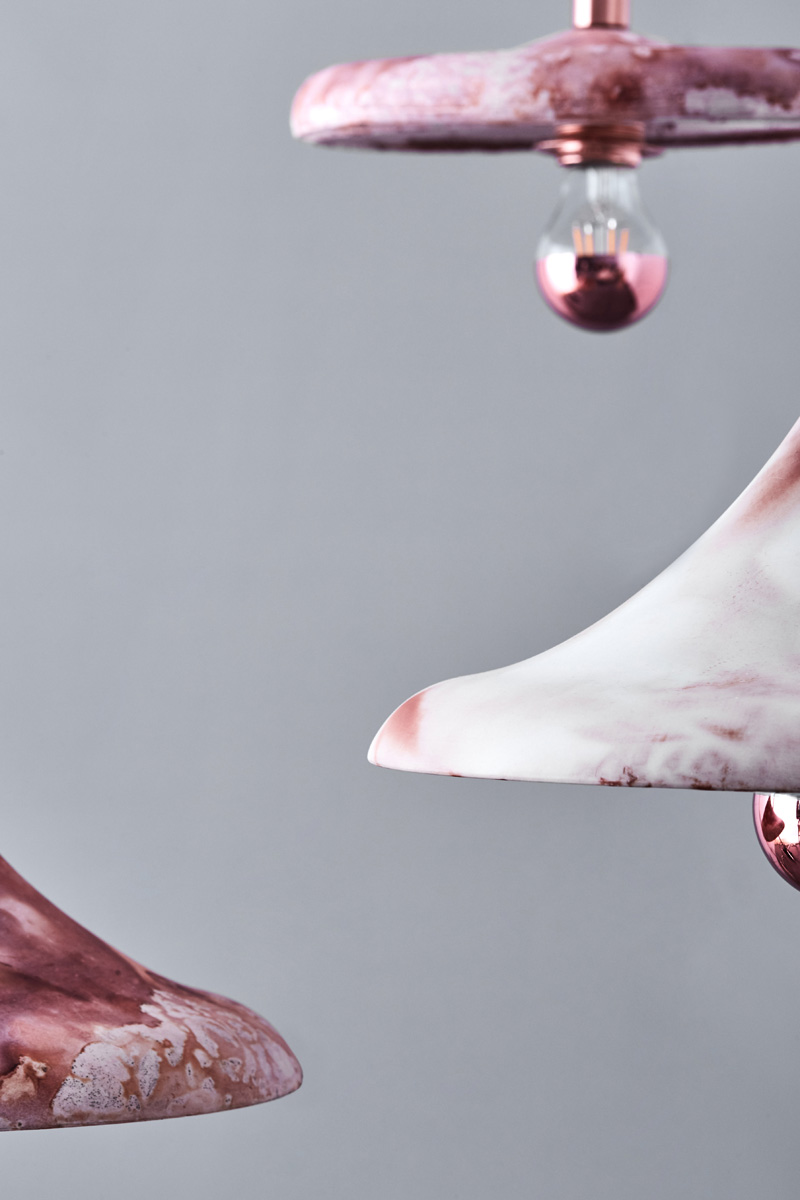used coffee grounds color the 'COFFIRE' porcelain pendant light, designed by zhekai zhang designboom