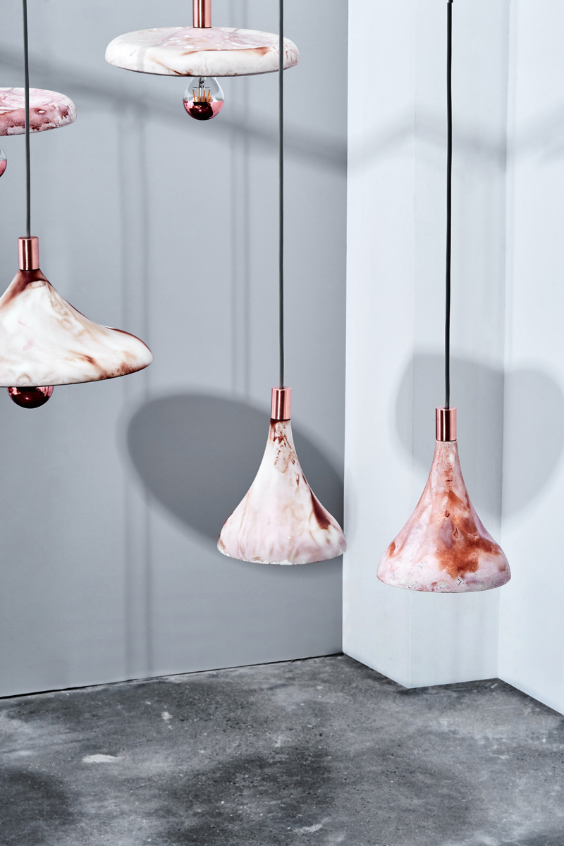 used coffee grounds color the 'COFFIRE' porcelain pendant light, designed by zhekai zhang designboom
