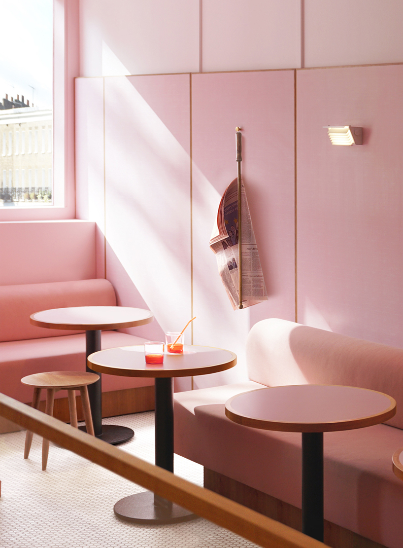 child studio draws from london's classic cafes of the 50s for soft pink restaurant in chelsea