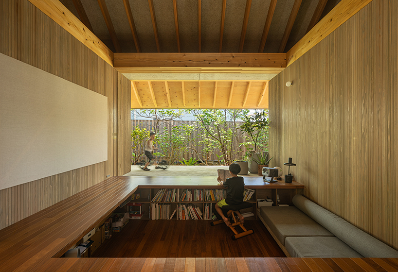 five interconnected timber volumes shape off-grid house on japanese island