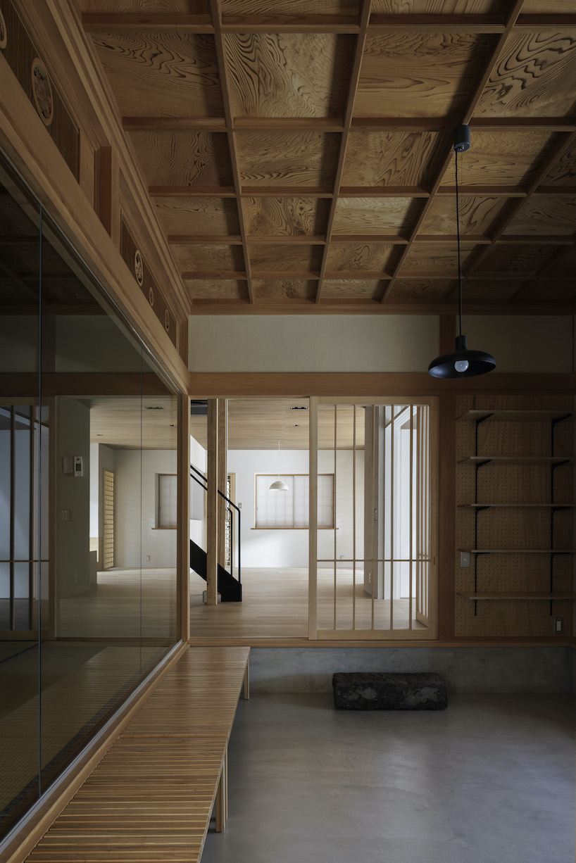 ribbed cedar panels clad house hongo's interior by n.yamada in japan