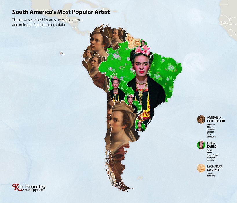 artsupplies reveals the world's most googled artists around the world