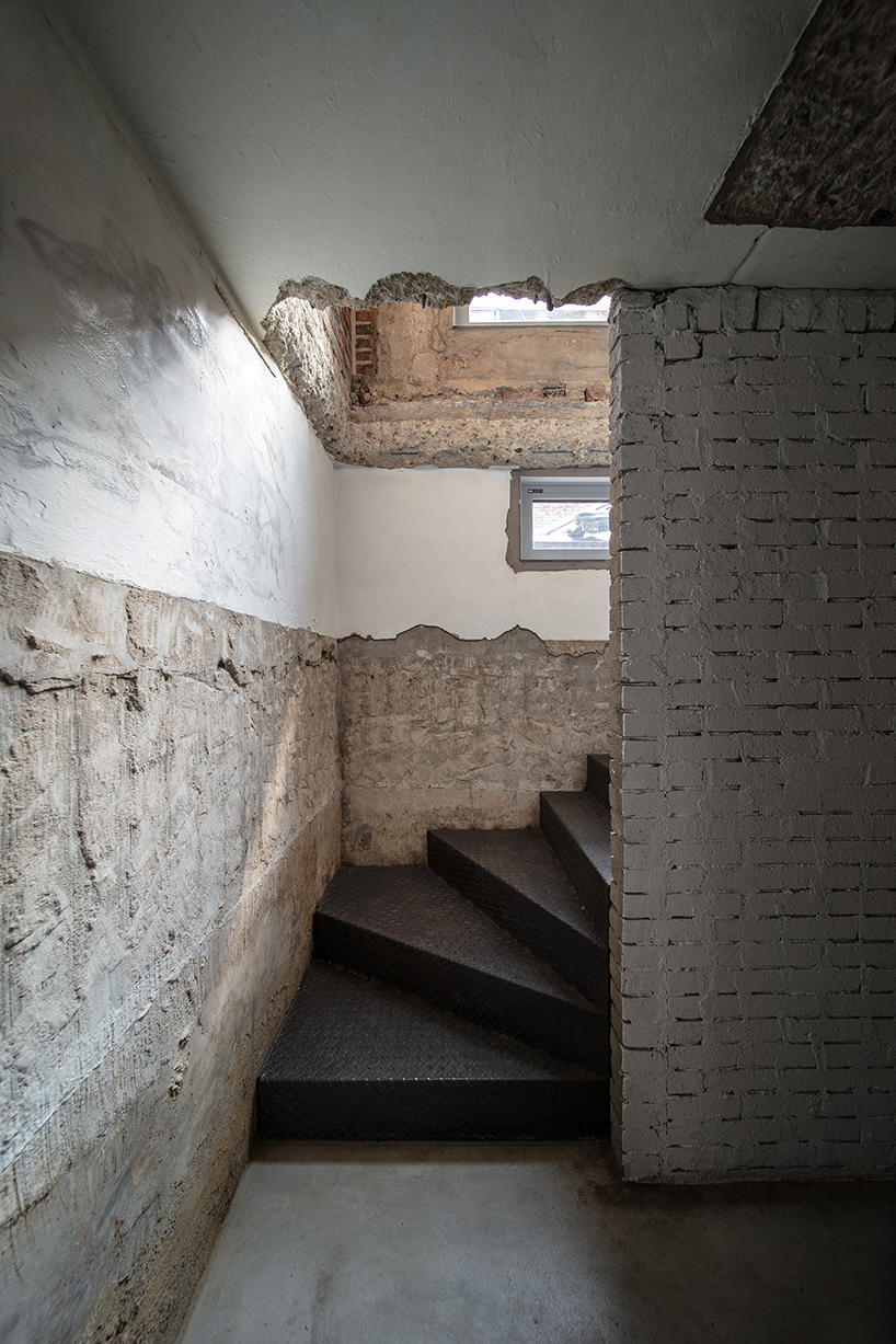 stpmj adds a metal staircase to the front of salon guui in seoul, korea designboom