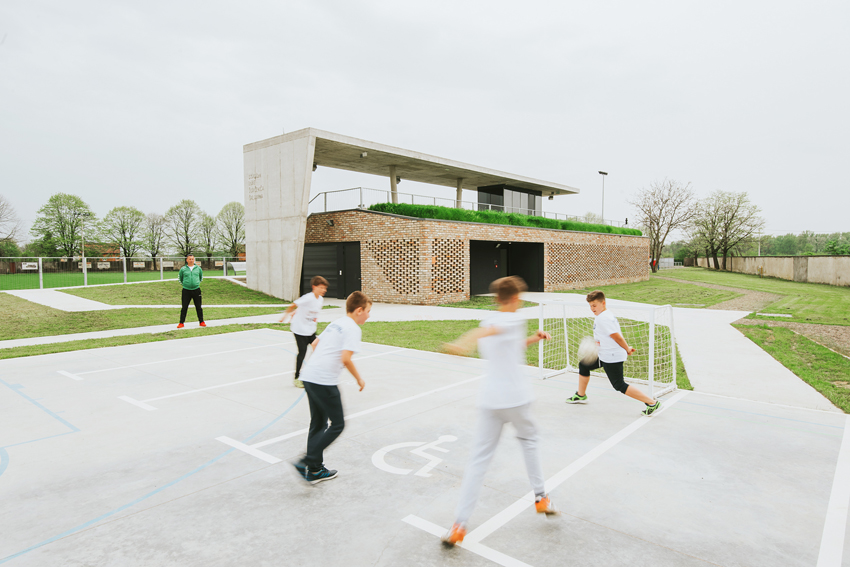 GEplus arhitekti reuses village bricks for new football stadium in croatia