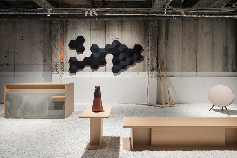 yusuke seki recycles timber to create bang & olufsen pop-up store in kyoto