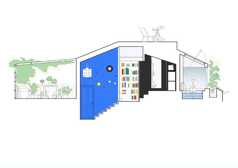 gon architects designs the G house in madrid with garden terraces and pops of color