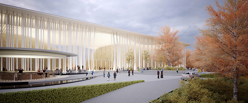 studio makal proposes lithuanian national concert hall enclosed in a forest of columns
