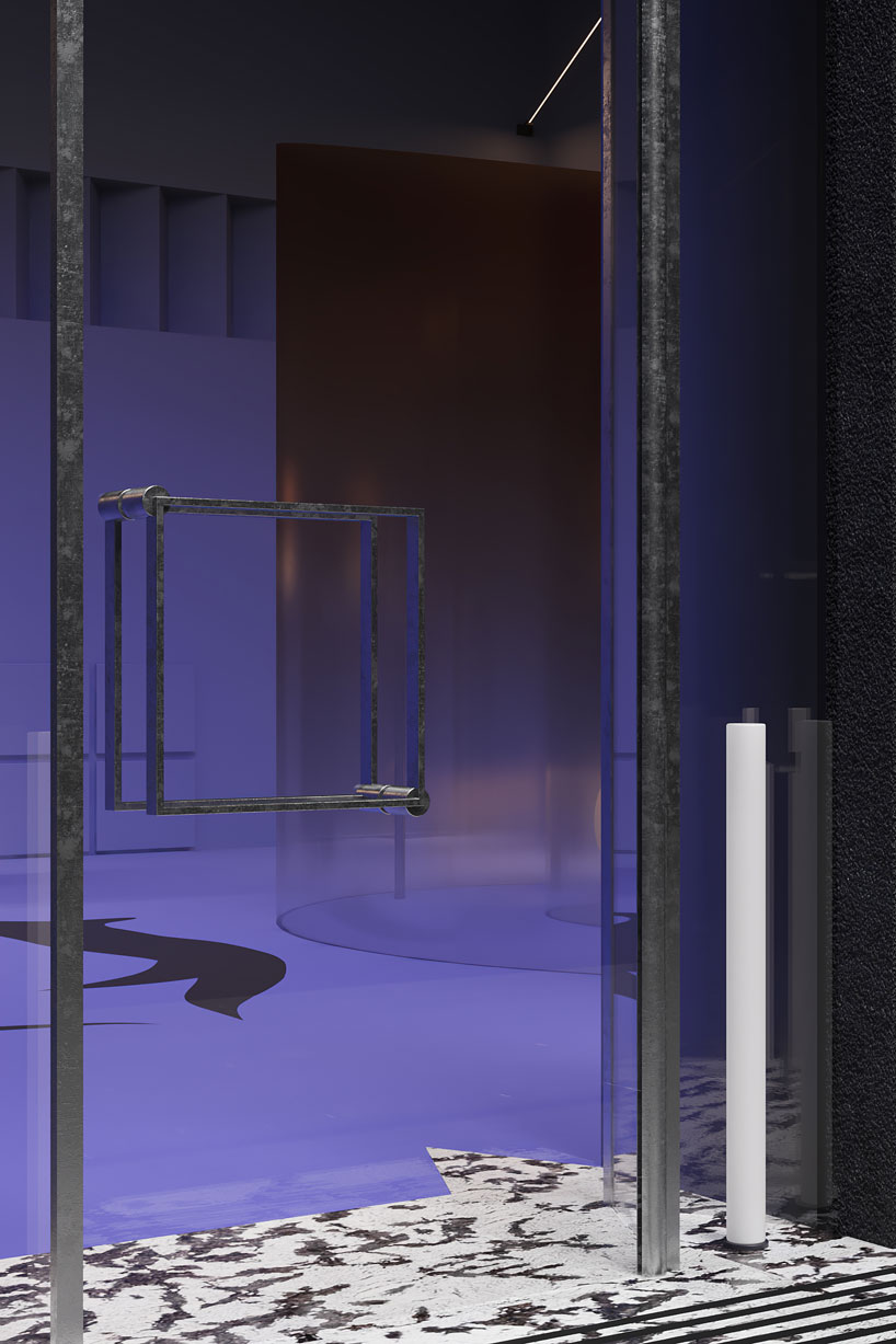 atelier prototipi bathes futuristic lab I boutique in hues of purple and gray