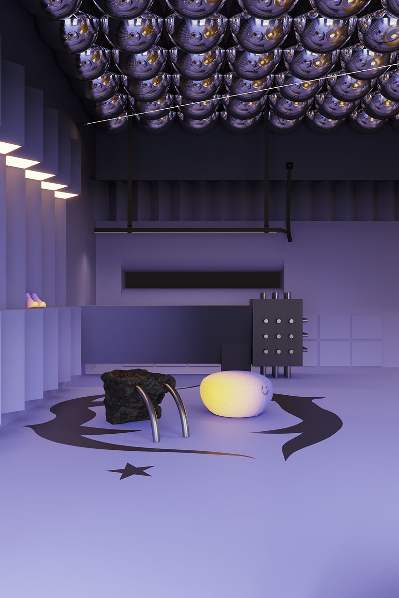  atelier prototipi bathes futuristic lab I boutique in hues of purple and gray