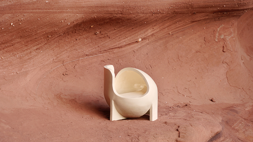 curving lines of puigmigliore's ceramic terra lamps emit diffuse lighting