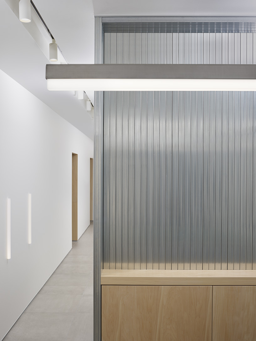 aluminum and polycarbonate plates add a modern twist to minimal japanese hair salon