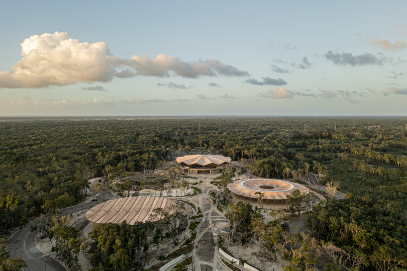 biophilic parametric structures by aidia studio shape civic park in mexican jungle