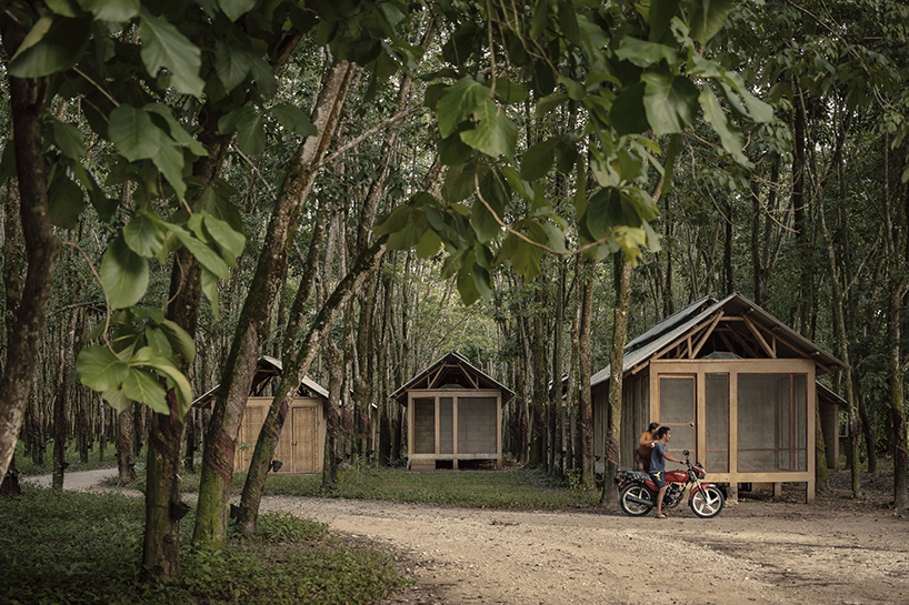 Manuel Cervantes Estudio incorporates temporary housing units among rubber trees in Mexico
