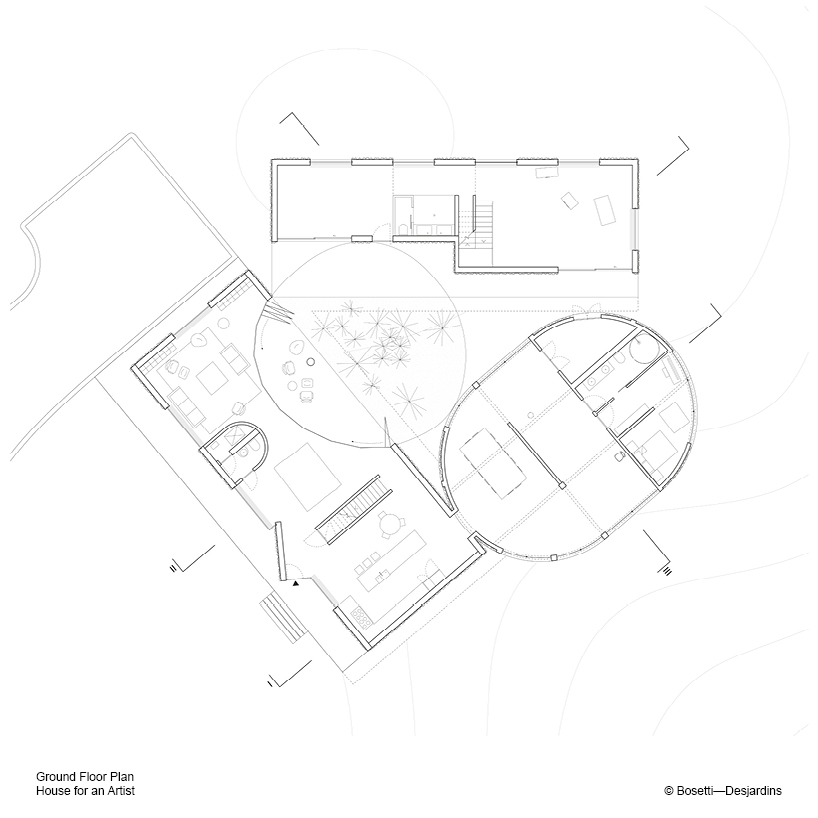 three concrete volumes compose bosetti-desjardins' house for an artist in upstate new york designboom