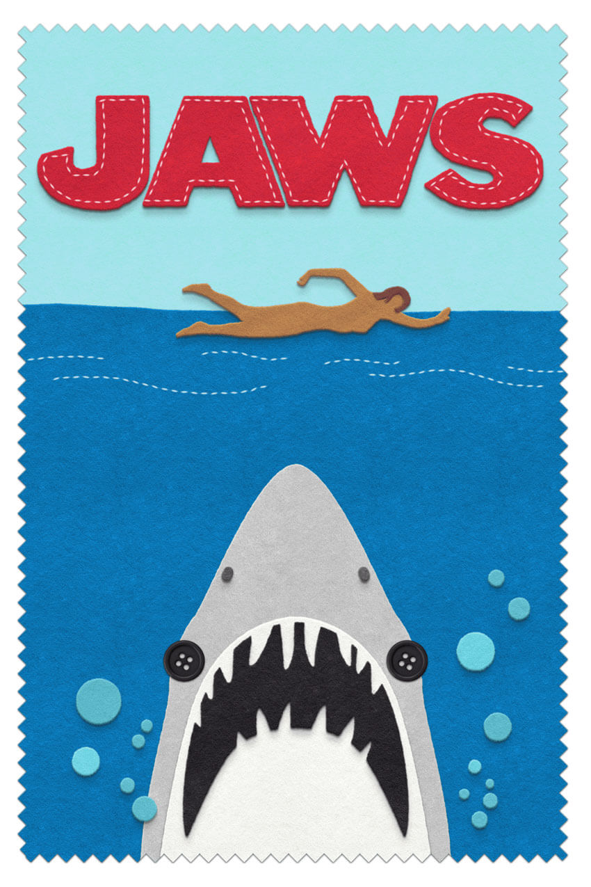 iconic horror movie posters are reimagined using fuzzy felt and buttons designboom