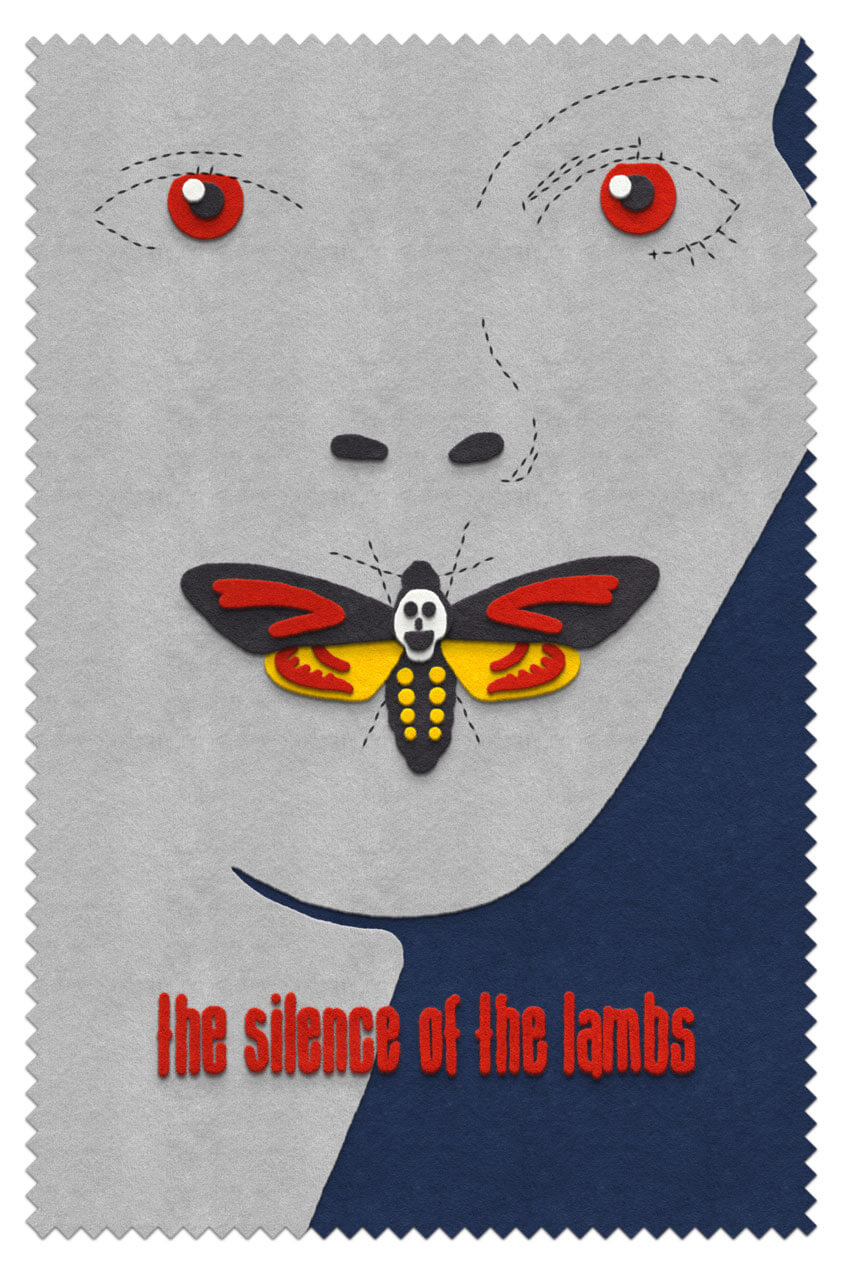 iconic horror movie posters are reimagined using fuzzy felt and buttons designboom