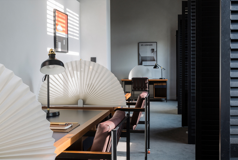 njustudio presents a pleated pop-up screen that brings privacy to open spaces