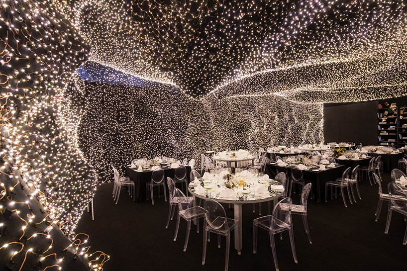 250,000 LED lights illuminate the 'interstellar' restaurant in mexico city designboom