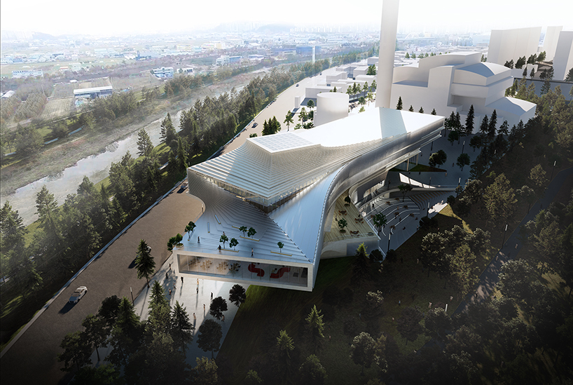 JWA + SNB's library proposal for gwangju is designed as a stacked pile of books
