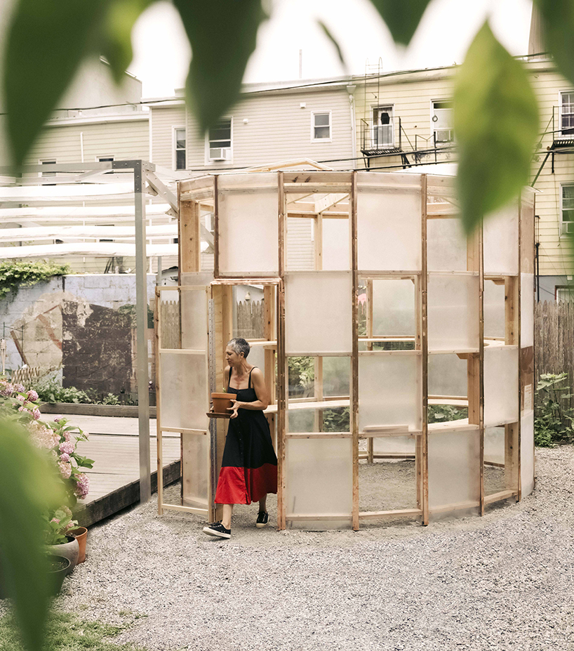 ellipsoidal greenhouse by SAW.Earth and design students brings sunlight to brooklyn garden