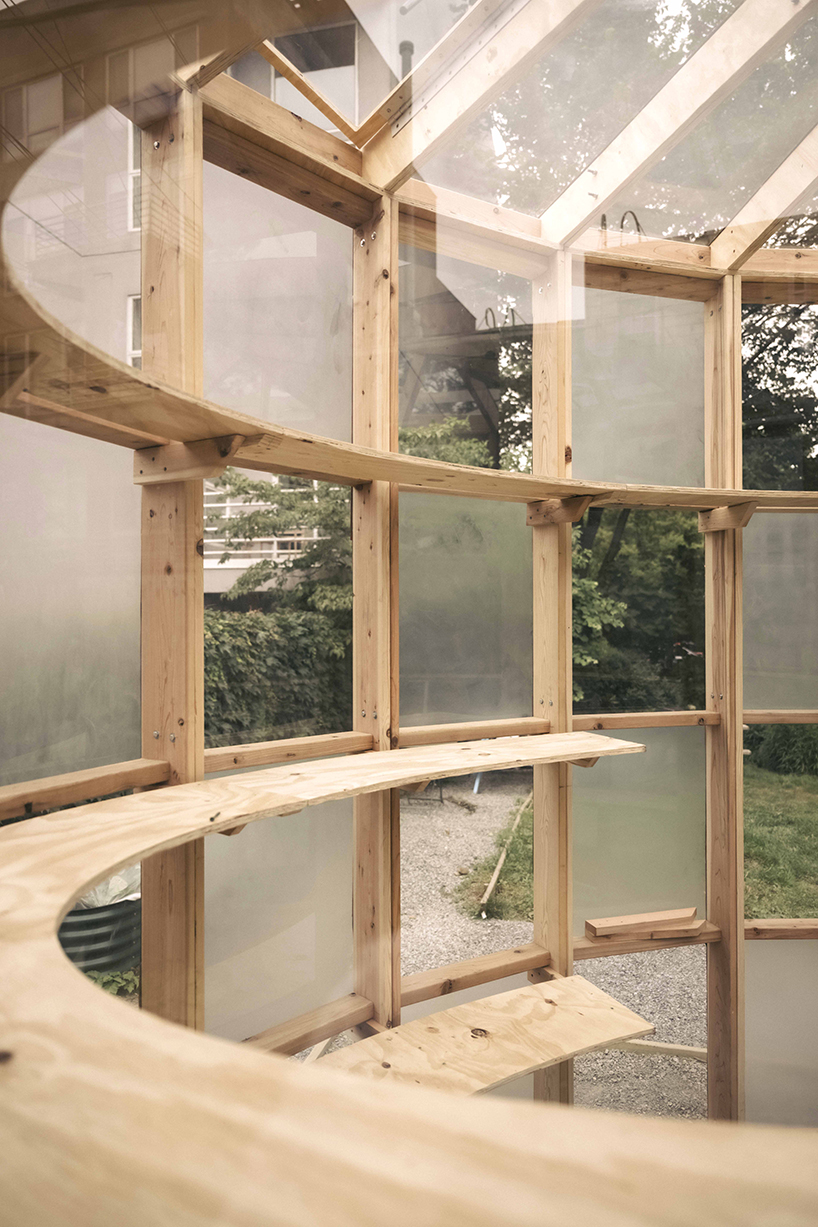 ellipsoidal greenhouse by SAW.Earth and design students brings sunlight to brooklyn garden