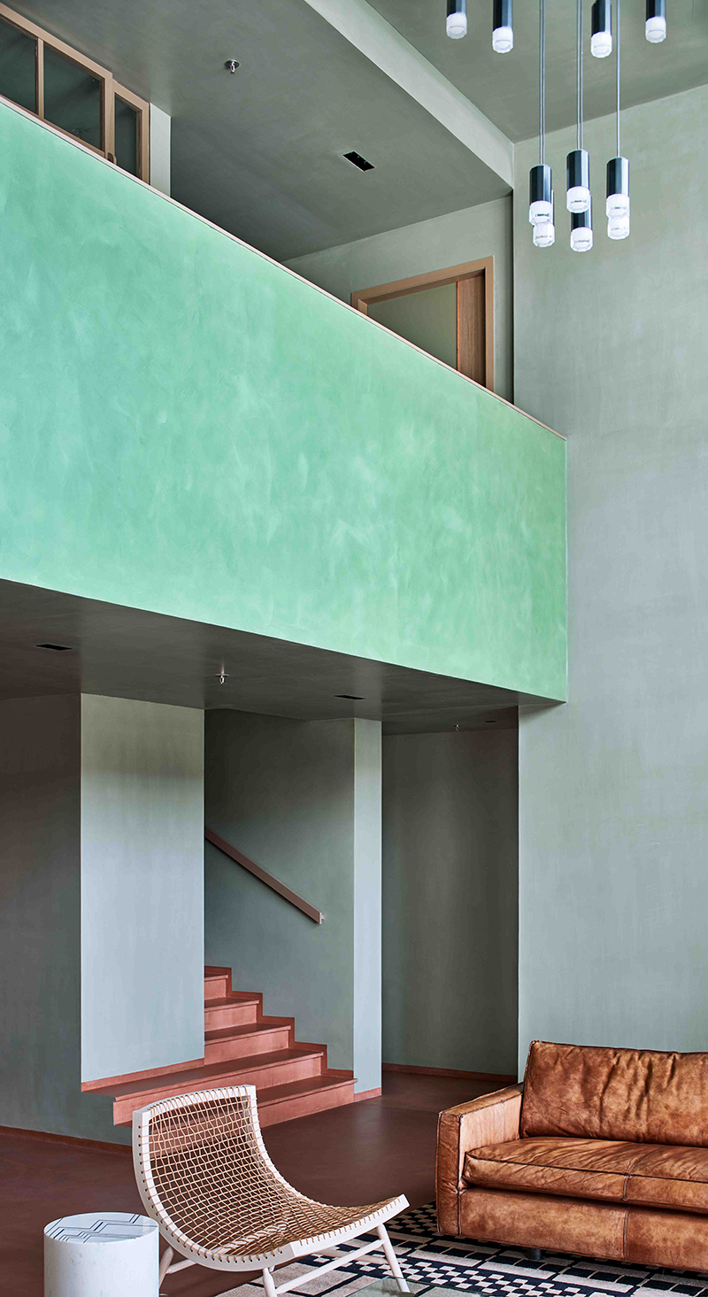 block green walls and burnt sienna floors define FADD studio's ash abode in india designboom