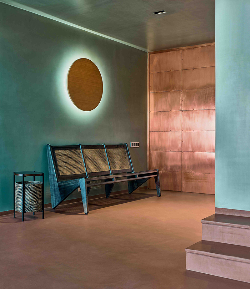 block green walls and burnt sienna floors define FADD studio's ash abode in india designboom