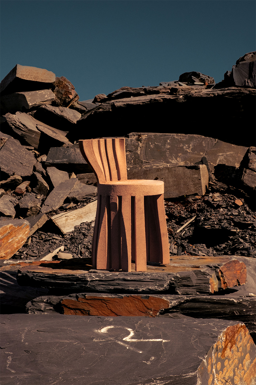 roc h biel turns beech dust into chairs and modular desks inspired by corinthian columns