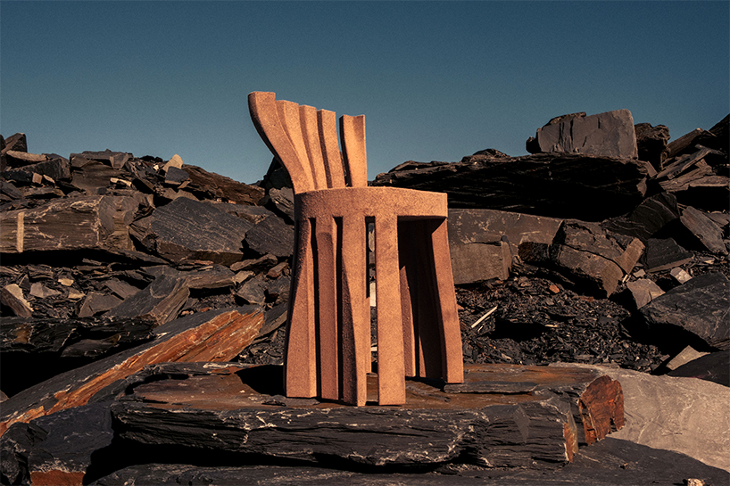 roc h biel turns beech dust into chairs and modular desks inspired by corinthian columns