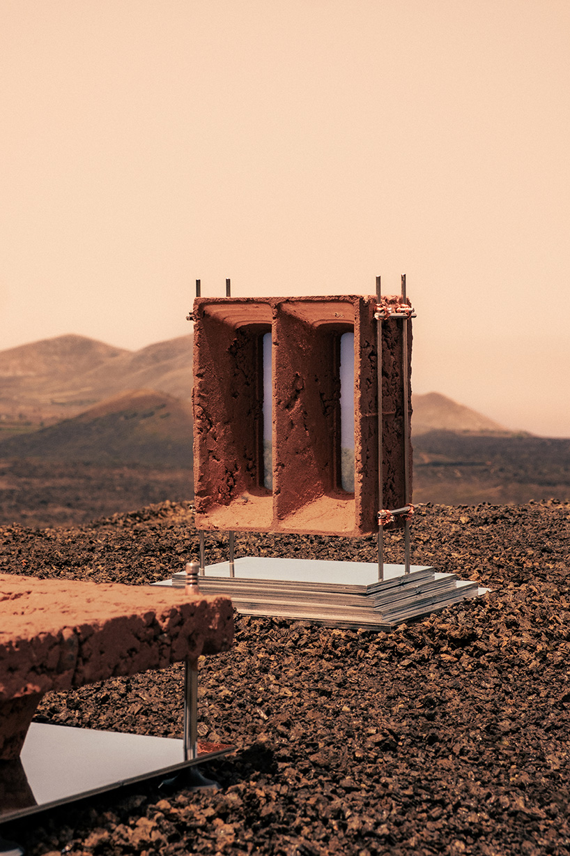 recycled aerospace steel and rammed earth shape homeware collection for life on mars - 9
