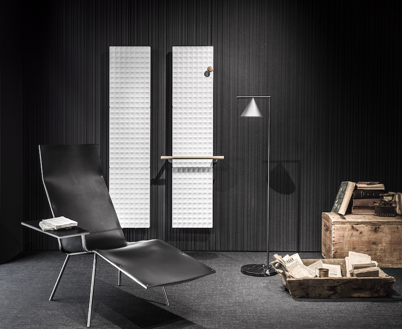 piero lissoni's 'waffle' reinterprets cast iron radiators with satisfying 3D geometric texture