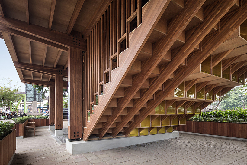 SHAU forms an elevated 'microlibrary' from prefabricated timber in indonesia designboom