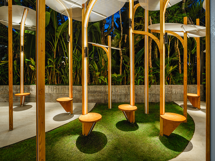 modular lighting installation by cheng tsung feng evokes vertical clustered plant colonies