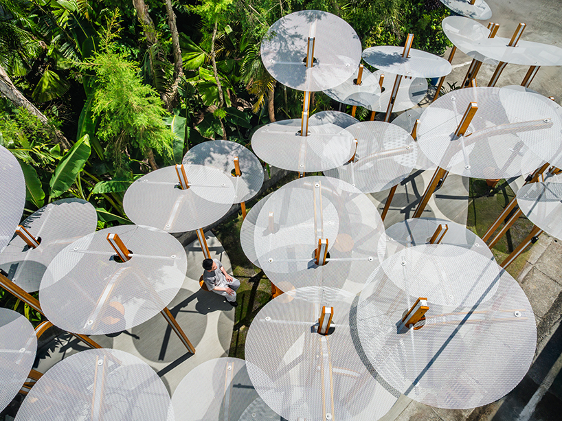 modular lighting installation by cheng tsung feng evokes vertical clustered plant colonies