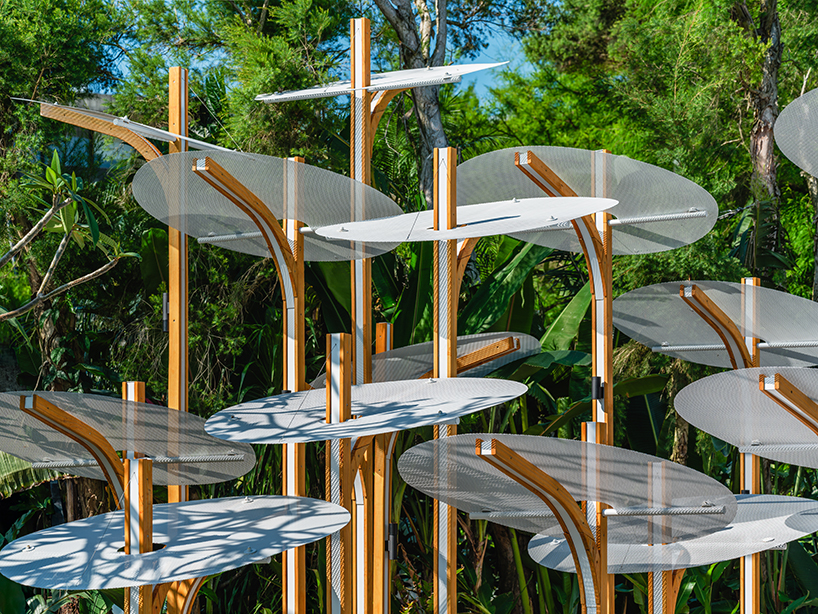 modular lighting installation by cheng tsung feng evokes vertical clustered plant colonies