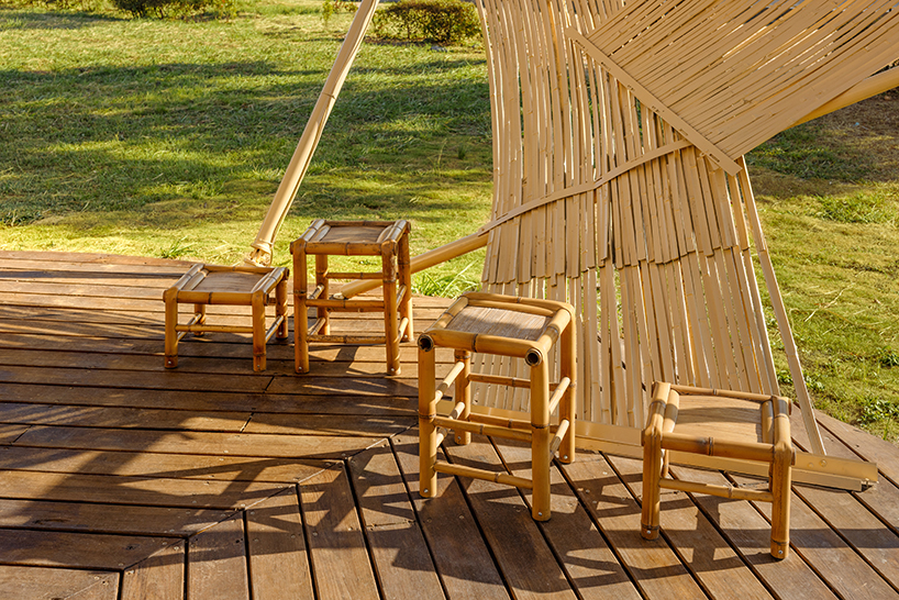 bamboo-woven spherical installation by cheng tsung feng shapes meeting dome in taiwan