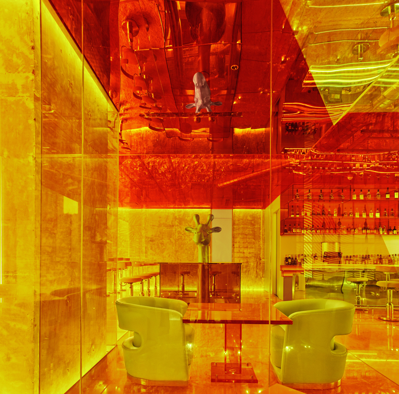 colored acrylic and metallic finishes adorn yebin design's retail space in shenzhen designboom