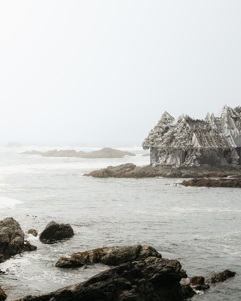 barry wark envisions a cliff house mimicking the surrounding's rocky texture
