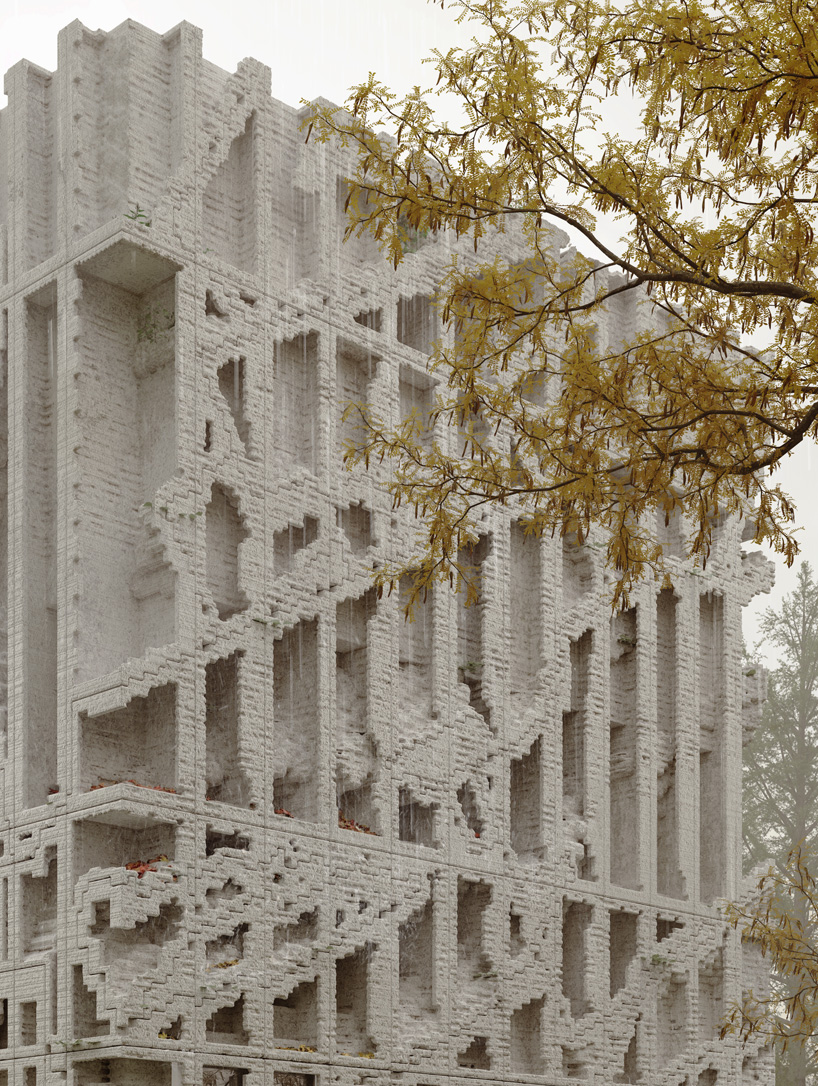 3D printed sand blocks sculpt adaptable facade embracing weathering and reuse