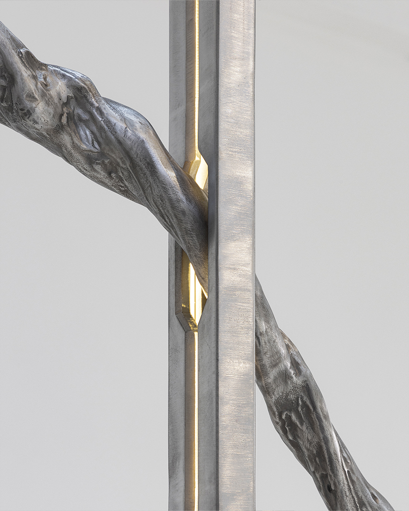 batten and kamp combines textured cast aluminum with rough-cut marble in furniture series