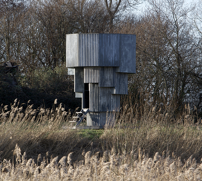 wilderness tower is a brutalist-inspired folly to watch wildlife in somerset, england designboom