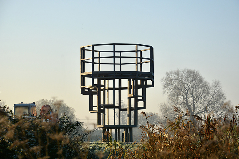 wilderness tower is a brutalist-inspired folly to watch wildlife in somerset, england designboom