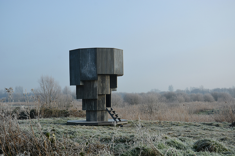 wilderness tower is a brutalist-inspired folly to watch wildlife in somerset, england designboom