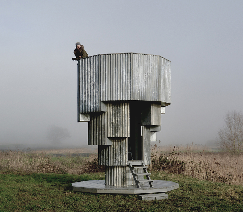 wilderness tower is a brutalist-inspired folly to watch wildlife in somerset, england
