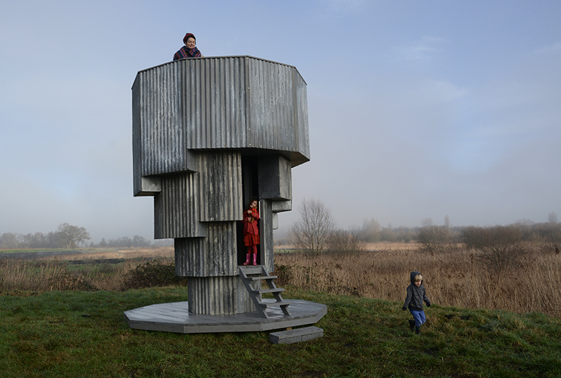 wilderness tower is a brutalist-inspired folly to watch wildlife in somerset, england