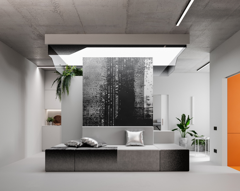 UR bureau's 'glitch apartment' pairs cool greys with bold accent colors