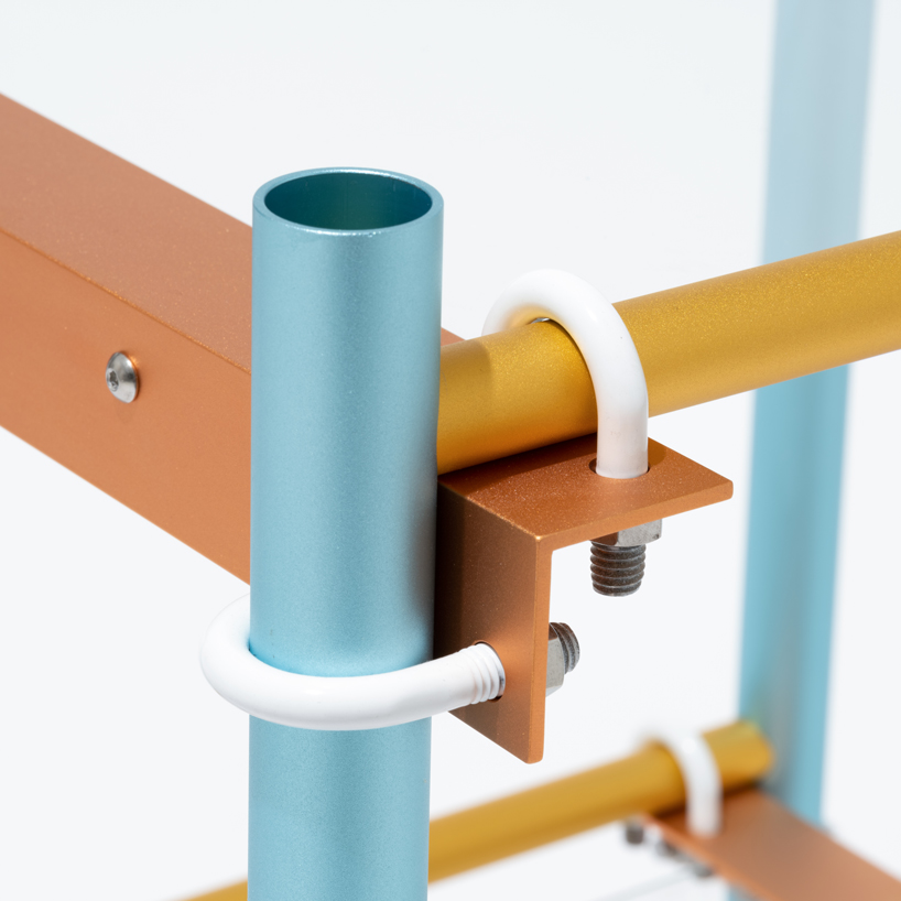 1/plinth studio converts pipes and U-bolt joints into vibrant art furniture