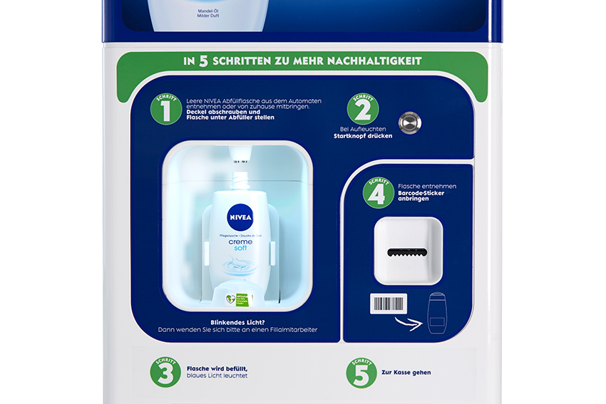 NIVEA launches its first shower gel refill station to reduce plastic waste designboom