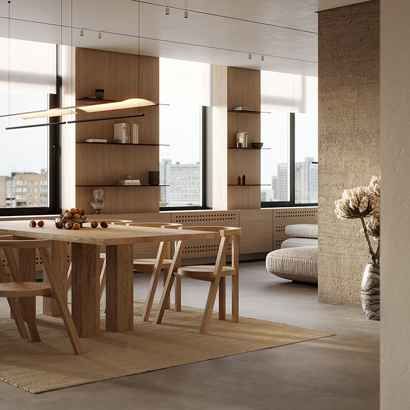 OBRIY uses natural materials + warm tones for kiev apartments designboom
